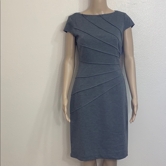 London Times Gray Cap Sleeve Dress - Picture 5 of 9